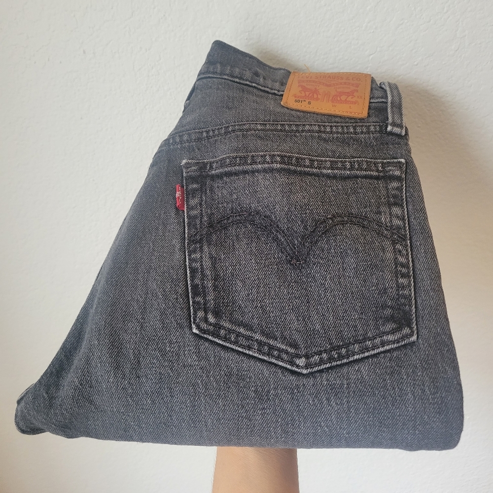 Black Levi's 501 High Rise Straight Leg Button Down Jeans